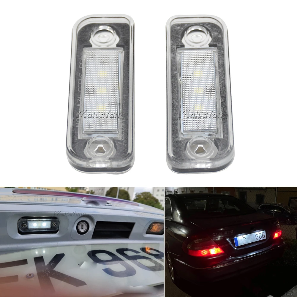 

2Pcs LED License Plate Light For Mercedes-Benz C/E Class CLS SLK W203 5D W211 W219 R171 Car Number Plate Lamp High Brightness