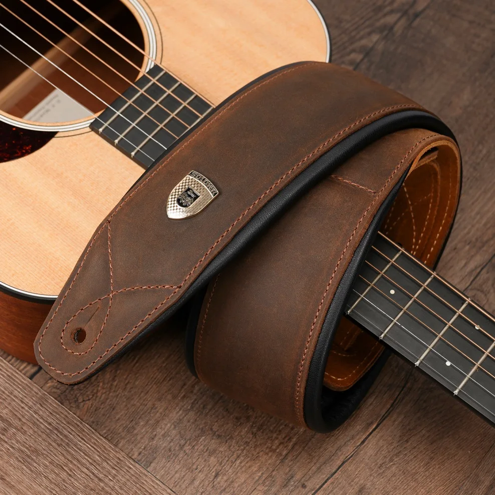 Верхний слой кожаный ремешок для электрогитары Деревянный гитарный Корова