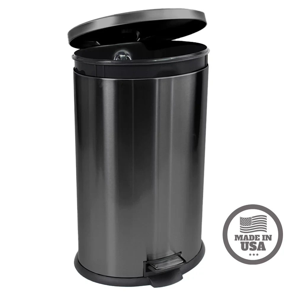 

10.5 Gallon Trash Can Stainless Steel Oval Kitchen Step Trash Can