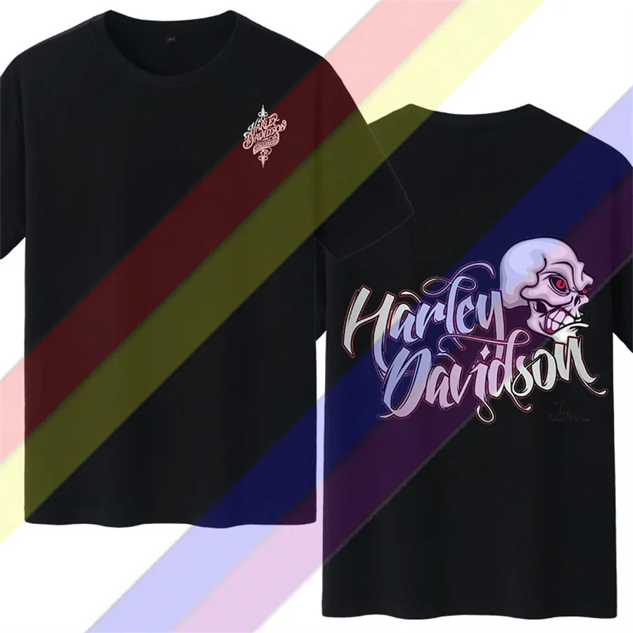 футболка Vissiru T-Shirt Casual Davidsons Motorrad Est Grafik Übergroße Sport Tops Harleys Bequeme Streetwear S-3XL
