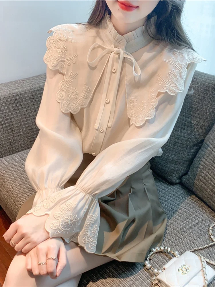 La Chabell 7 м осень и зима 2024 новые французские рубашки на шнуровке с кукольным