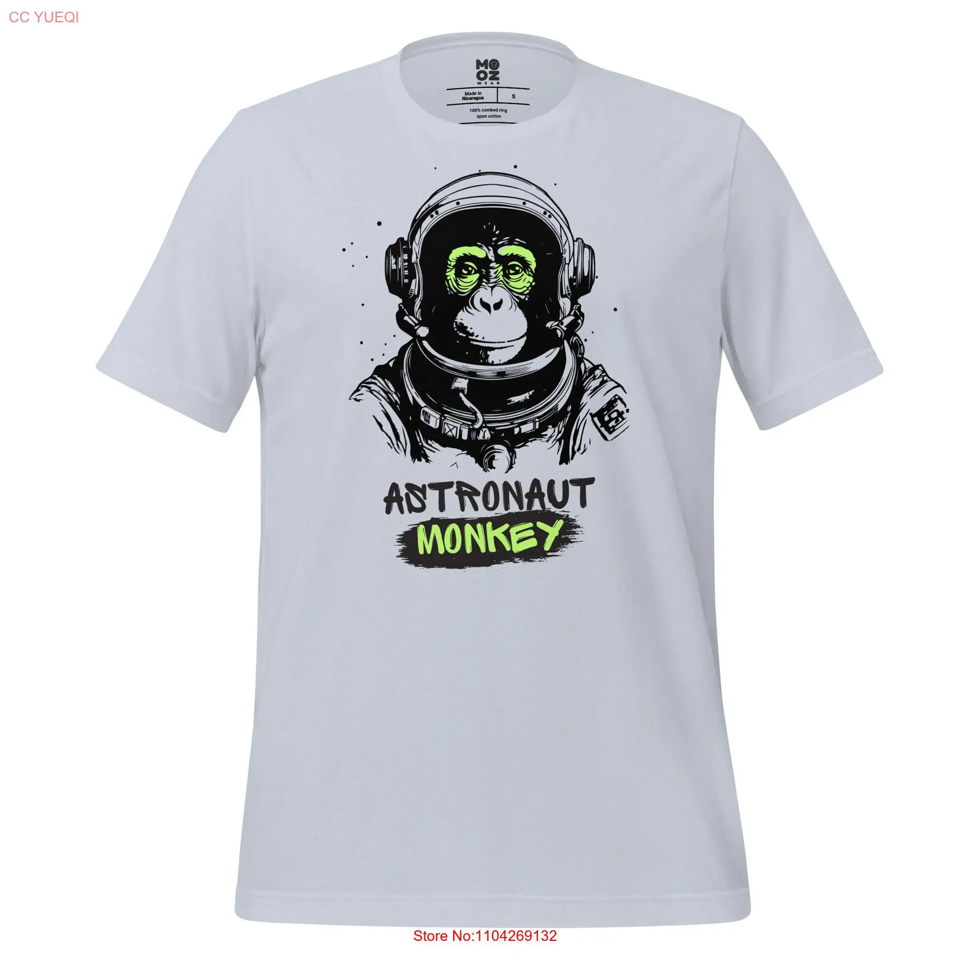 Футболка с изображением астронавта и обезьяны длинными или короткими рукавами