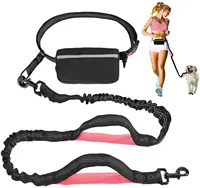 Hands Free Dog Leash for Running Walking Hiking, Dog Retractable Heavy Duty Leash,Dual-Handle Reflective Bungee, Zipper Pouch