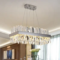 modern hanging chandelier for dining room luxury rectangle kitchen island crystal lamps chromegold led home decor light fixture