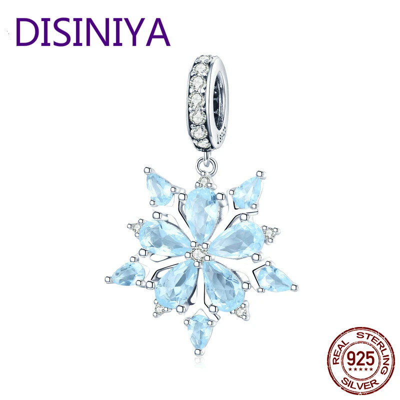 

DISINIYA High Quality 925 Sterling Silver Winter Snowflake Blue CZ Elegant Charms Pendant fit Necklaces Pendant Jewelry SCC34940