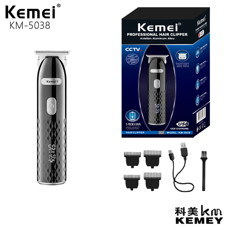 Kemei KM-5038 New Design USB Rechargeable Electric LCD Scree