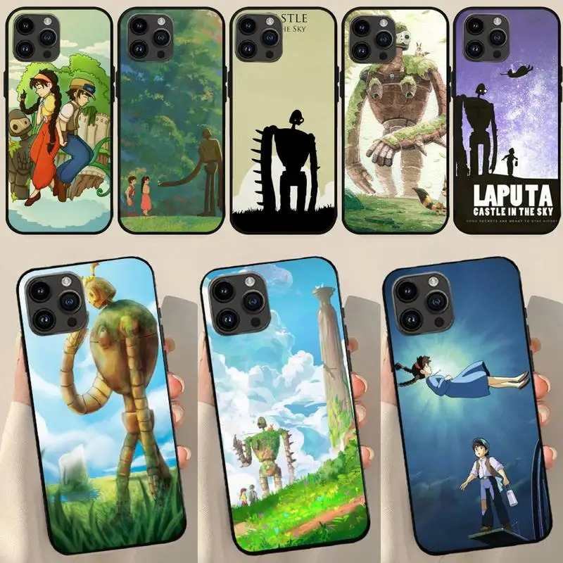 Laputa Castle in the Sky Phone Case For iPhone 11 12 Mini 13 14 Pro XS Max X 8 7 Plus SE XR Shell black phone case