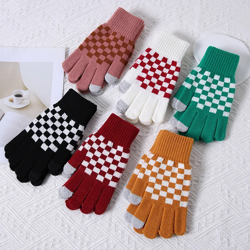 

Touch Screen Gloves Korean Cute Thickened Plush Winter Warm Knitted Glove for Students Outdoor Riding and Driving Gloves