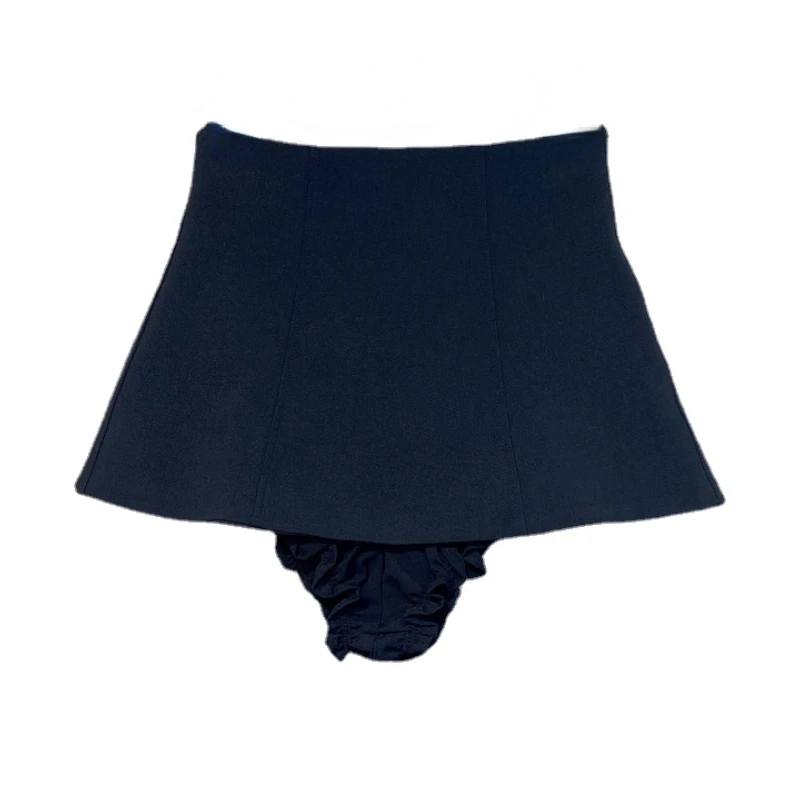 Sexy Grey Shorts Women 2023 Summer New Inner Lace Shaping Leg Solid Color Zipper High Waist Suit Pantskirt Lady Black Short