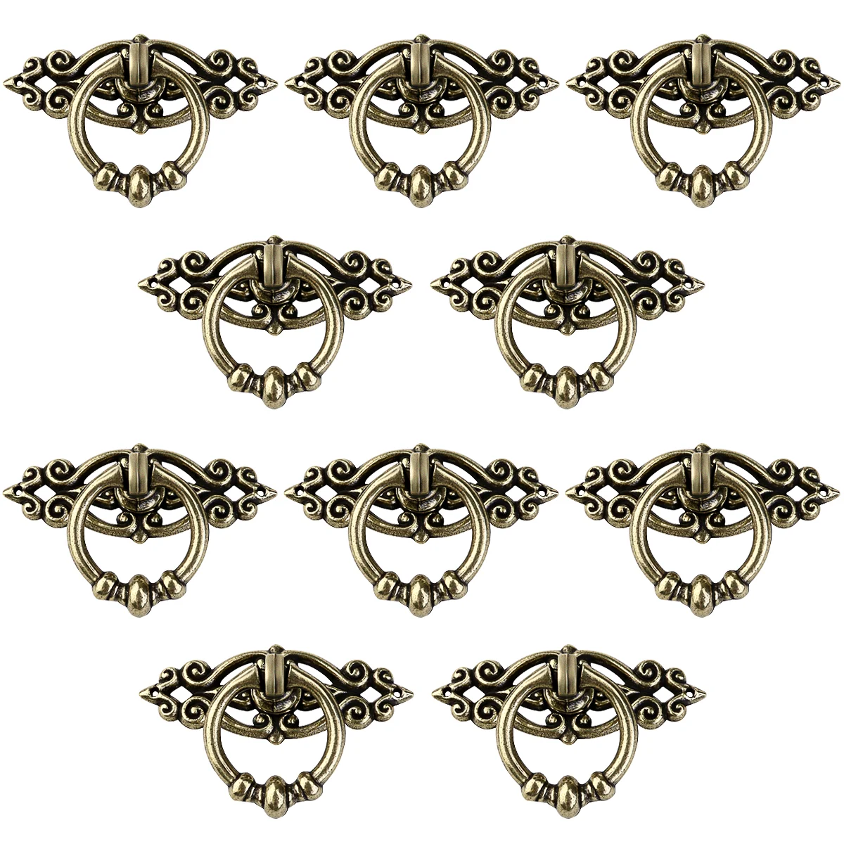 

10pcs Vintage Handle Ring Drawer Knobs Decorative Cupboard Handles Cupboard Handle for Home Furniture Decoration