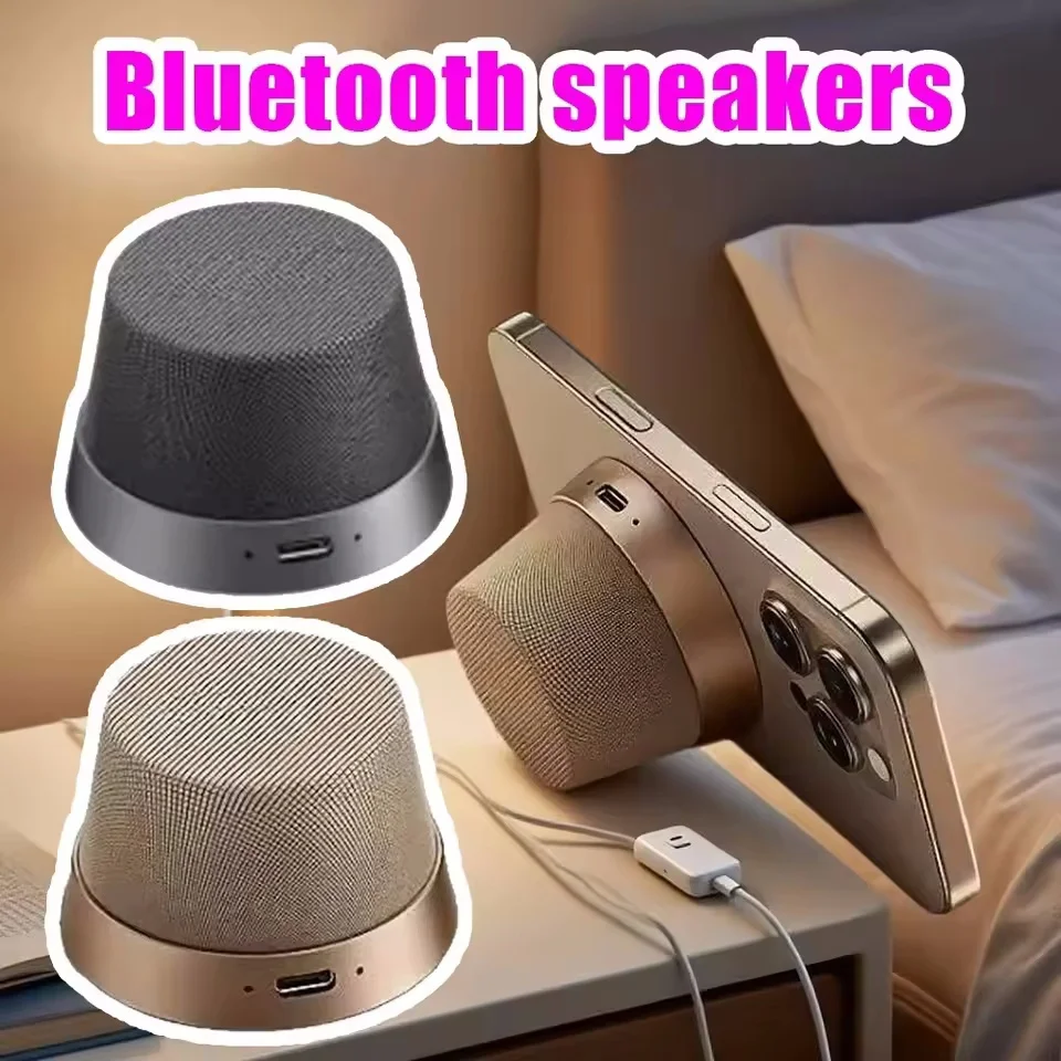Фото Магнитная мини-колонка 2-в-1 с Bluetooth и подставкой для телефона, портативная беспроводная колонка в тканевом корпусе для путешествий на природе №4