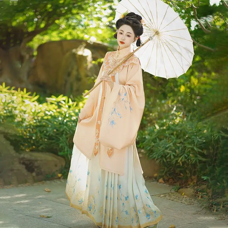 Оригинальная китайская династия Мин Женская юбка ханьфу с лошадью вышивкой в