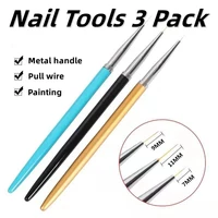 3pcsset diy nail art manicure french tips thin stripe line pattern painting 6810mm nail painting brush nail liner pen