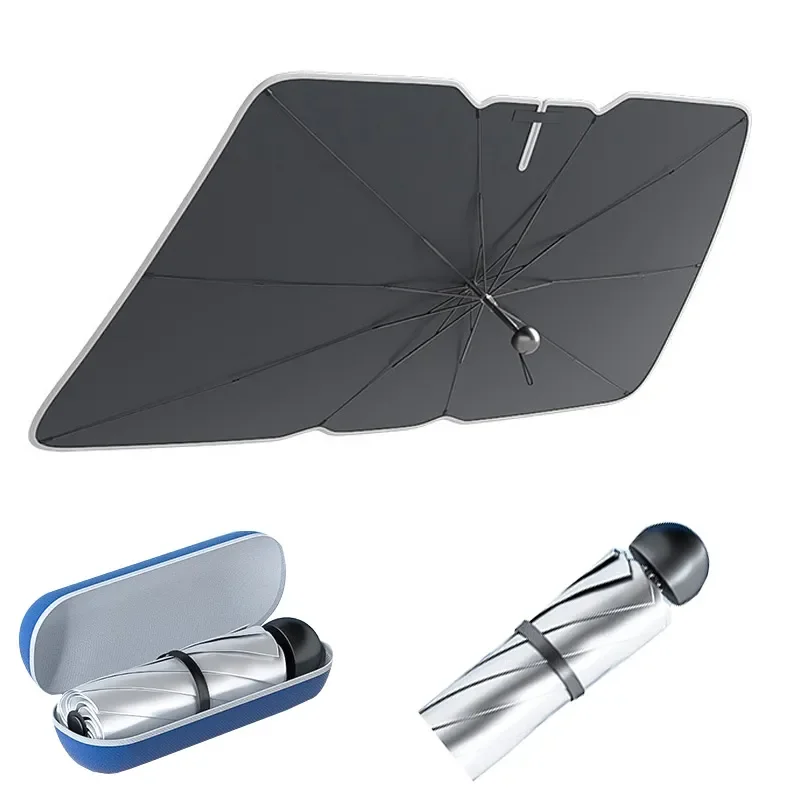 

Car Sunshade Foldable Windshield Umbrella Sun Shade Curtain Car Front Window Parasol Sun Protector Accessories Free Storage Box