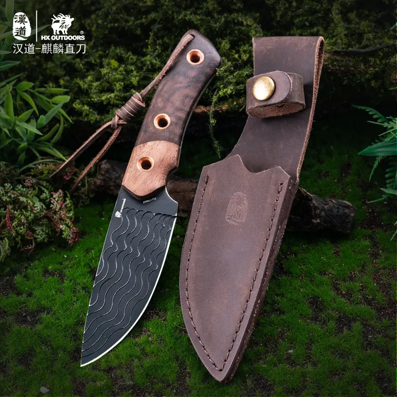 Hx Outdoors Forged Camping Kitchen Knife Essential Survival Hunting Knives Edc Tool With Wood Handle Leather Sheath Dropshipping