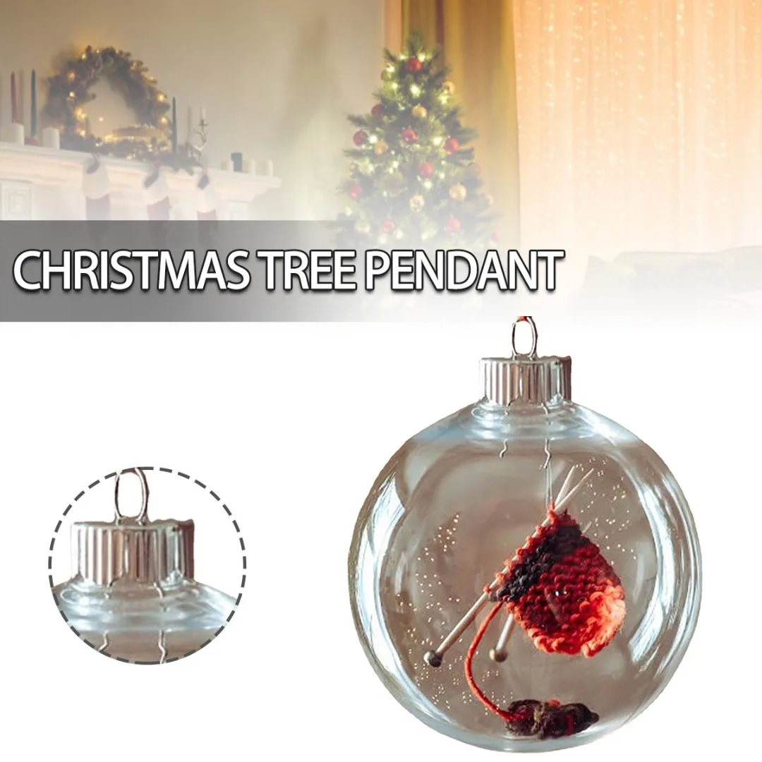 

1pcs Knitting Christmas Ornament Clear Plastic Ball Home Hanging Decorations Gift Present Box Christmas Tree Ornaments Pendant