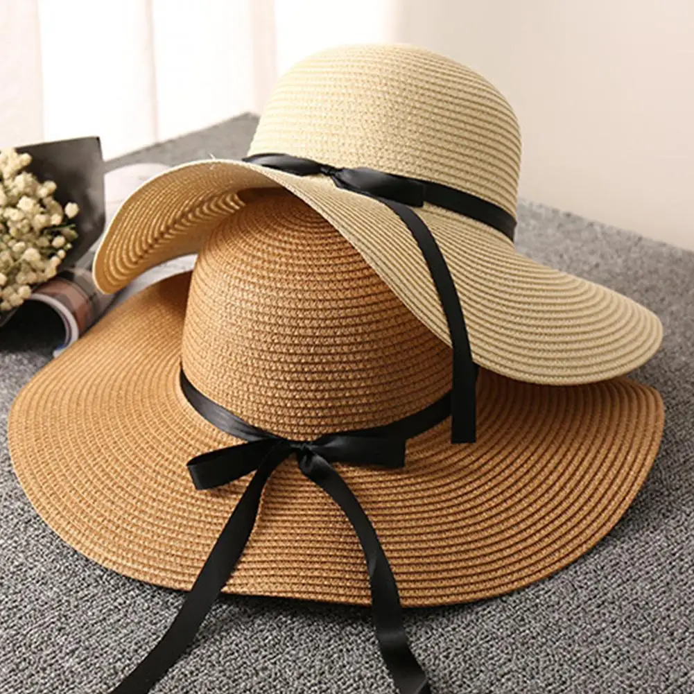 

Шляпа женская Соломенная с широкими полями, Пляжная Панама с плоским верхом, в ковбойском стиле, для защиты от солнца, летняя