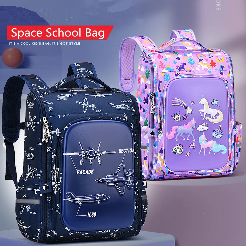 Детские ортопедические школьные рюкзаки для девочек 1-6 классов с мультяшным принтом, 2 размера, портфели для начальной школы