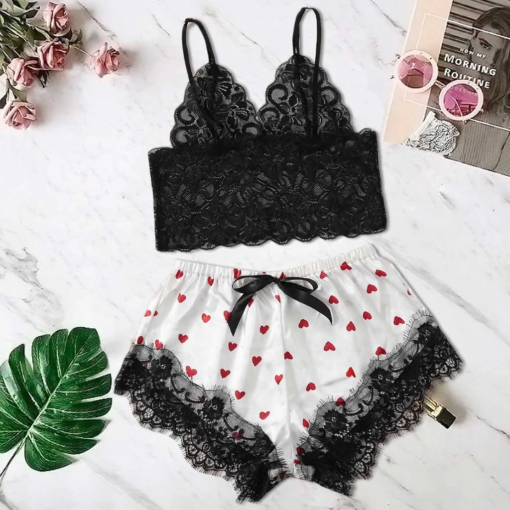 

Women's Underwear Lenceria Sensual Mujer Satin Silk Pajamas Women Nightdress Women Lace Lingerie Sleepdress Plus Size Nightwear