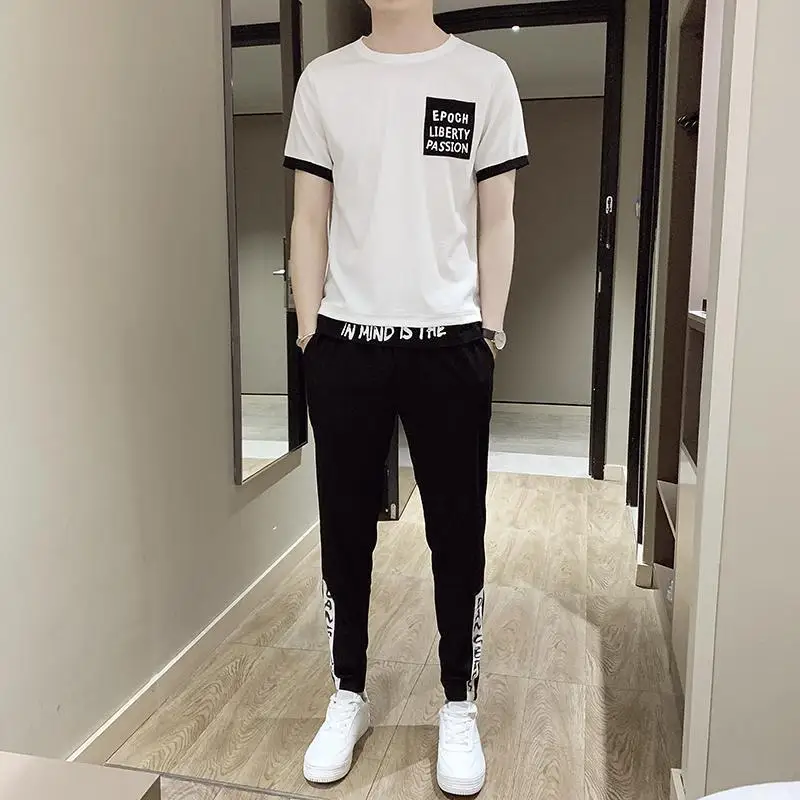 2023 New Short Sleeve T-shirt Set Casual Clothing Men's Summer 2-Piece Set Tracksuit Men Half O-Neck Mens Clothes