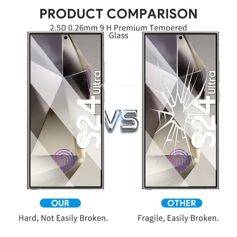 4 шт. Защитная пленка для Samsung S24 Ultra Plus полное покрытие закаленное стекло Galaxy S23 S22