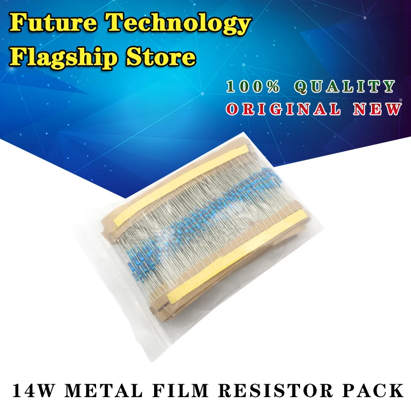 

600PCS/Set 30 Kinds 1/4W Resistance 1% Metal Film Resistor Pack Assorted Kit 1K 10K 100K 220ohm 1M Resistors 300PCS/Set