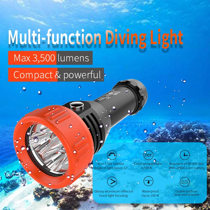 ARCHON S30 II Diving Flashlight Luminus 6500K Can DIY Astigmatism Diving Torch Underwater 100m Diving Lighting Flashlight enlarge