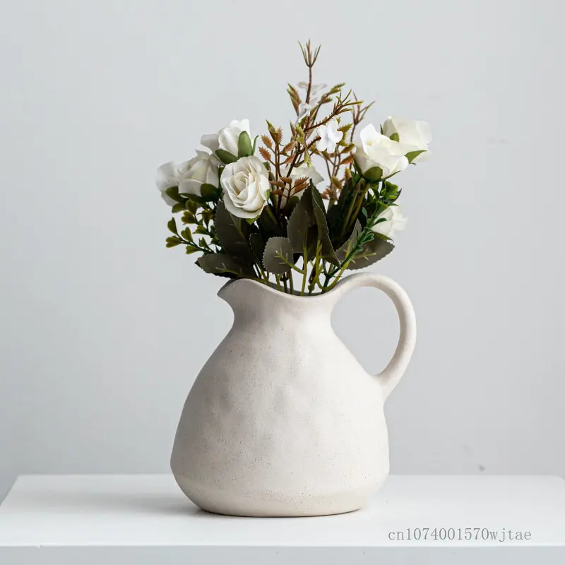 

Nordic style creative teapot shaped vase decoration home living room bedroom office decor plain fired ceramic handicraft vase