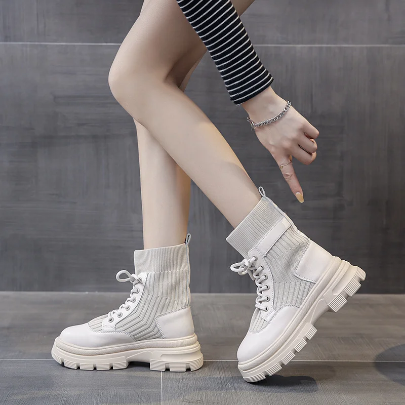 Women Fashion Autumn and Winter Nude Boots 2023 New Casual Women Shoes Short Boots Woman British Women Shoes  Shoes
