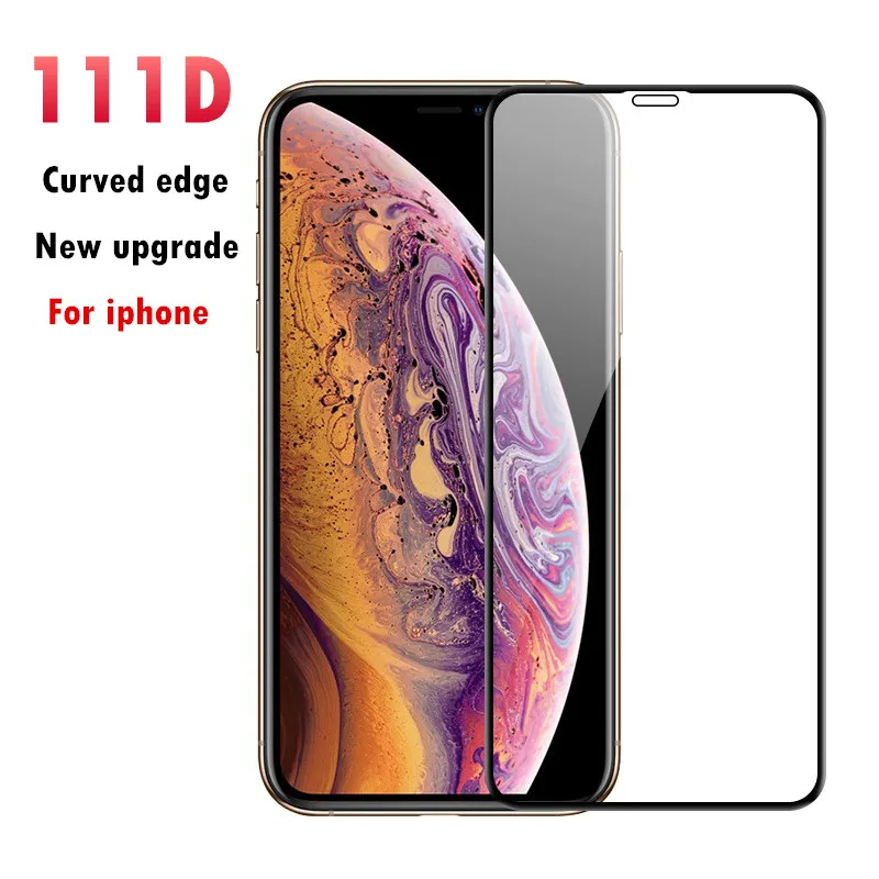 

Защитное стекло 111D с закругленными краями и полным покрытием, закаленное стекло для iPhone X, XR, 7, 8, 6, 6S Plus, XR, XS Max, X, стеклянная пленка