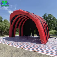 Outdoor Red And Black Inflatable Stage Cover Tent With Blower Oxford Dome Roof Canopy Air Marquee for Concerts Events