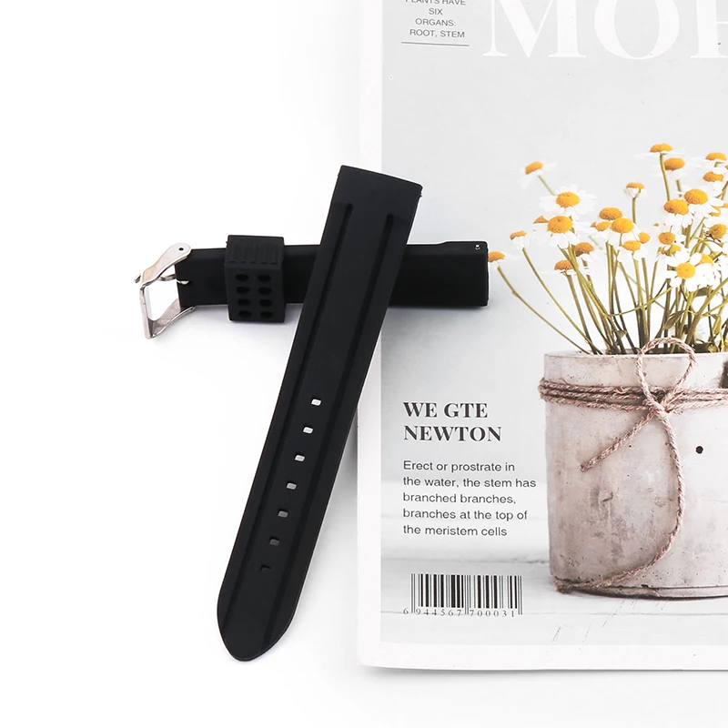 20mm22mm24mm Men's silicone Watch band For Samsung Active 2 Huami Huawei Smart Watch sports waterproof rubber strap accessories