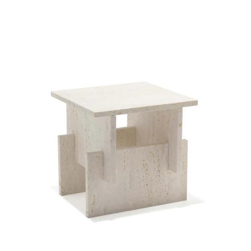 Фото xx-KUMUSI FURNITURE Кофейный столик в европейском и американском стиле, простой, роскошный, из травертина Эрик, для кофейни или дома №2