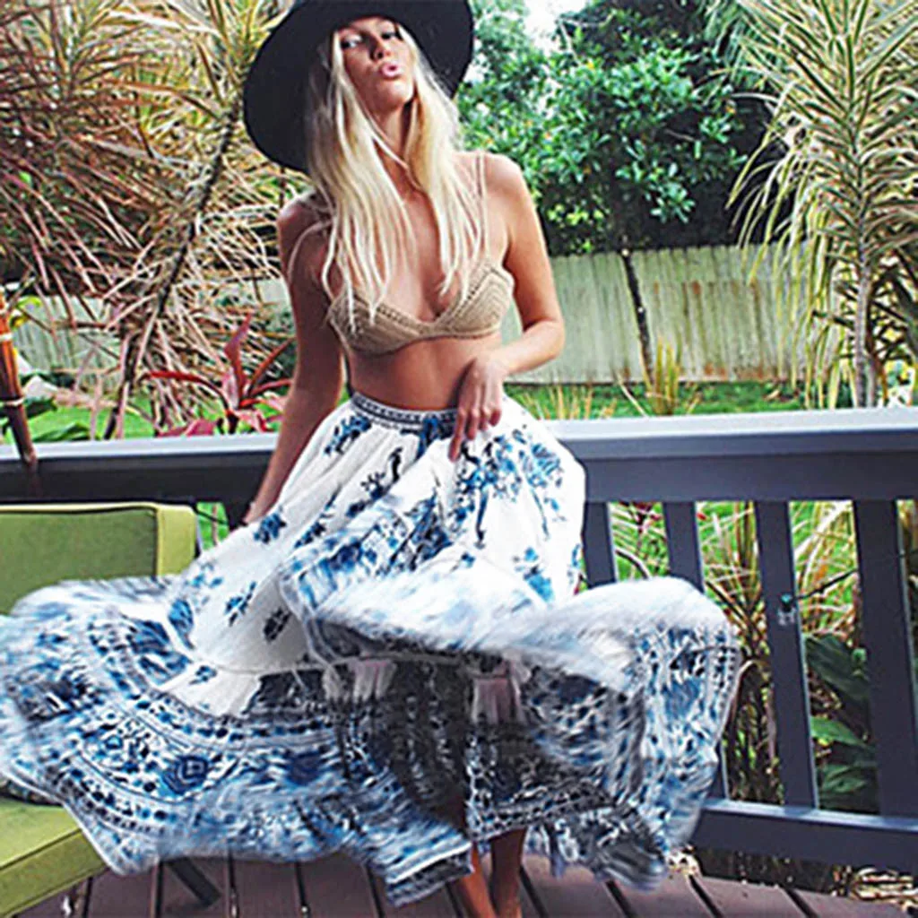 

Женское винтажное Макси-платье 2023, летнее сексуальное длинное платье с глубоким v-образным вырезом, длинным рукавом и принтом в стиле бохо, женское пляжное элегантное платье