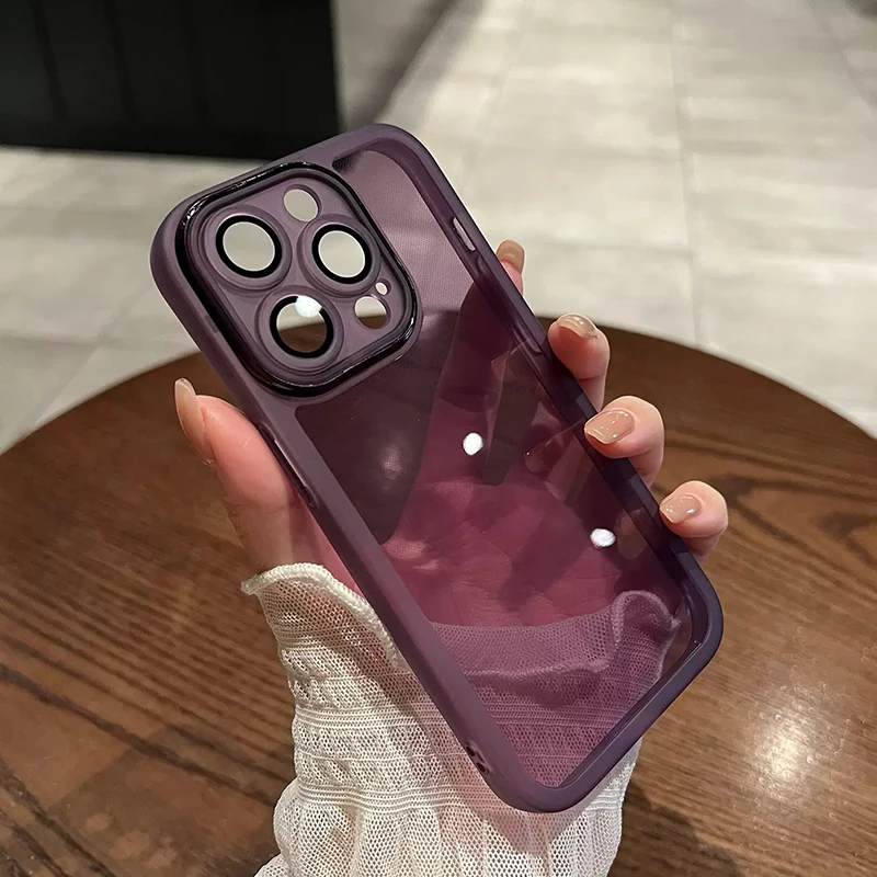 

Luxury Transparent Soft Silicone With Glass Lens Protective Case for iPhone 14 Plus 13 11 12 Pro Max Clear Shockproof Back Cover