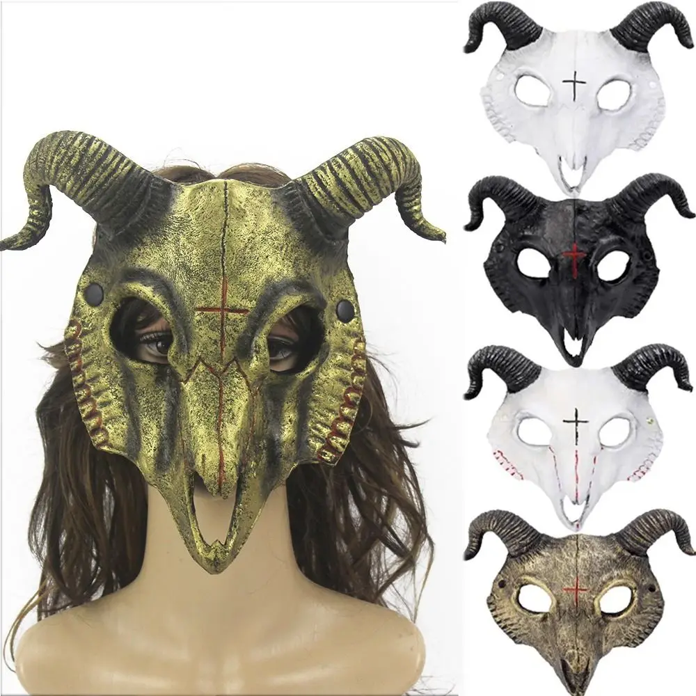 

Halloween Goat Horn Mask Creative PU Antelope Bloody Skull Headwear Party Supplies