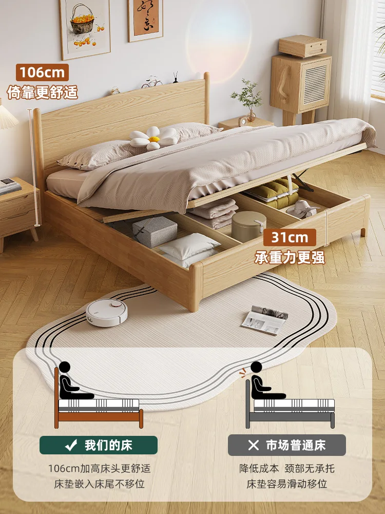 Скандинавская кровать из массива дерева односпальная в минималистическом