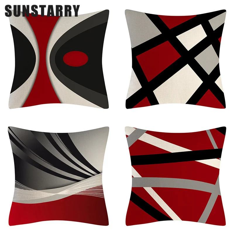 

Red Series Abstract Cushion Cover Geometric Pillow Case Sofa Decorative Pillow Cover Fashion Pillowcase Funda Cojín 45x45cm
