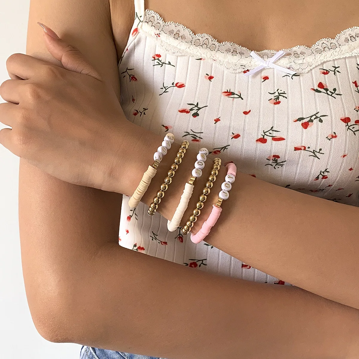 

Soft pottery piece hand woven multi-element suit Bracelet