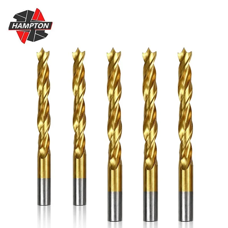 

8pcs Titanium Plating Tri-Point Woodworking Bits 3/4/5/6/7/8/10mm HSS Twist Drill Bit For Metal Drilling Wood Tools