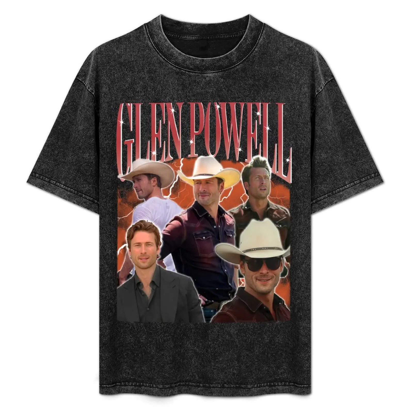 Ретро футболка с актером Glen Powell топпинг спортивная эстетичная одежда для фанатов