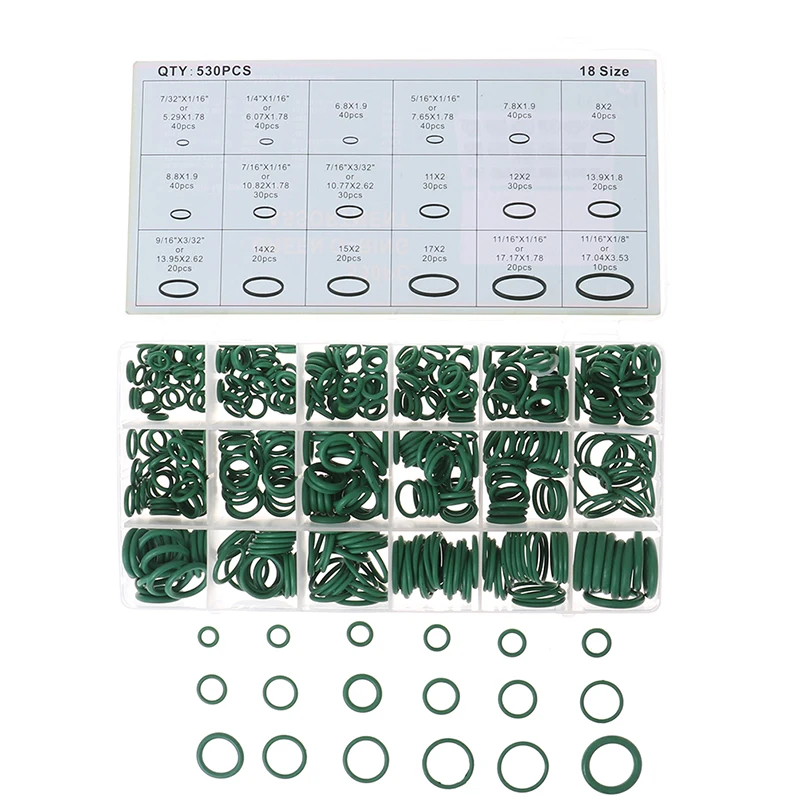 

530Pcs Seal O-ring R134a Repair Car Air Conditioning Rubber Sealant Box Set