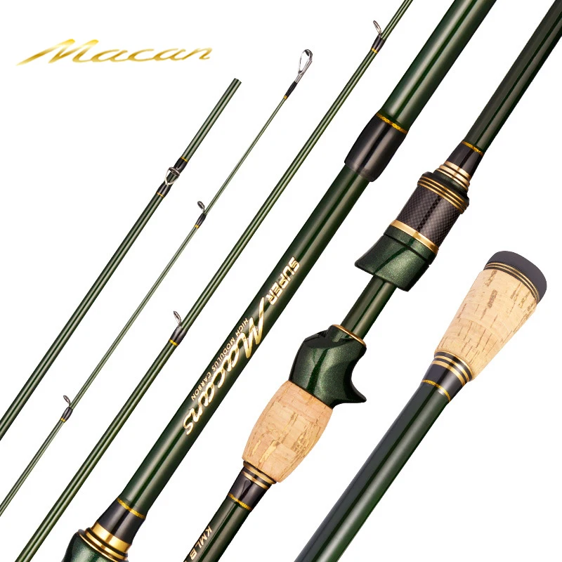 1.8-2.4M Casting Spinning Fishing Rod UltraLight Carbon Fiber Rod For Bass Pike Trout Fishing Caña De Pescar With Portable Bag