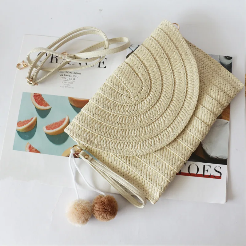 Summer Rattan Clutch Shoulder Crossbody Bag Hobo Woven Straw Women Handbag 2022 Travel Envelope Bags for Women Beach Tote Clutch