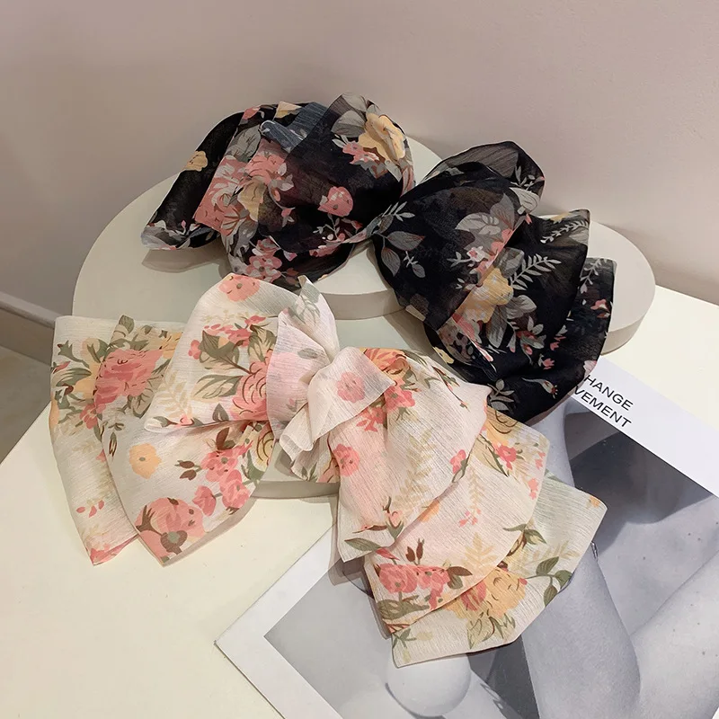 

Chiffon Multi-layer Floral Big Bow Hair Clips Korean Fashion Hairpins Ribbon Bowknot Barrettes Headwear Girls Hair Accessories