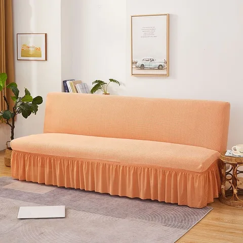 Однотонный чехол для дивана с юбкой, эластичный чехол для дивана, кровати, дивана, покрывало для гостиной, полноразмерный мягкий протектор для дивана