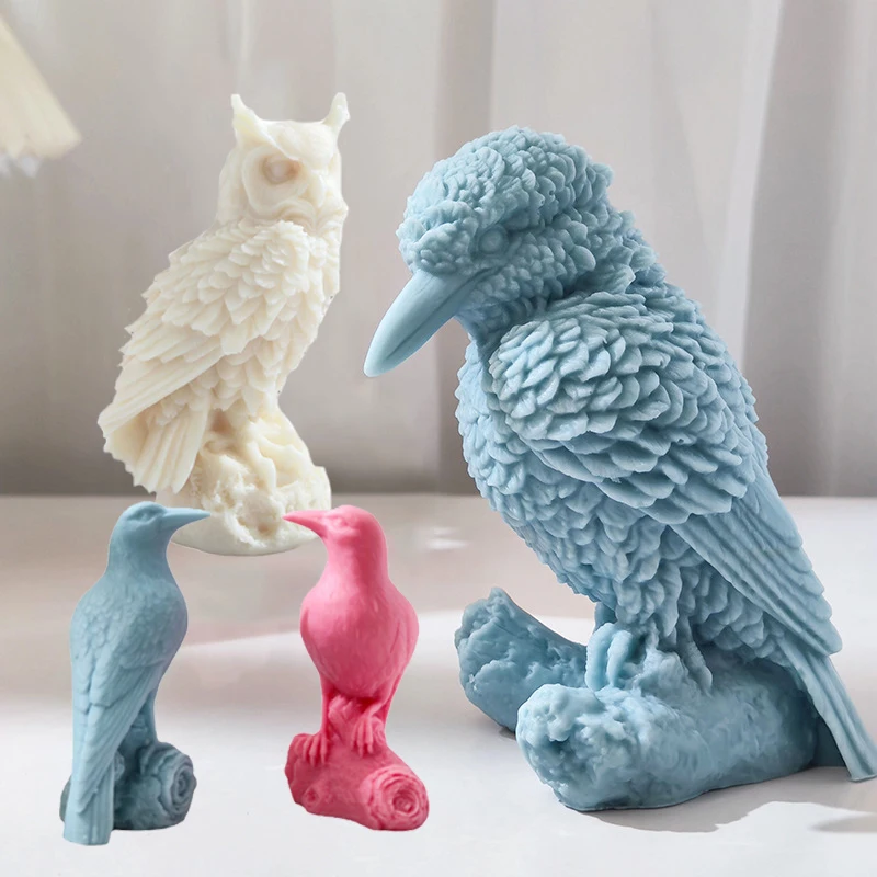 

Wholesale Large Parrots Portrait Silicone Candle Mold Creative DIY Bird Crow Desktop Art Decor Owl Design Aroma Plaster Making