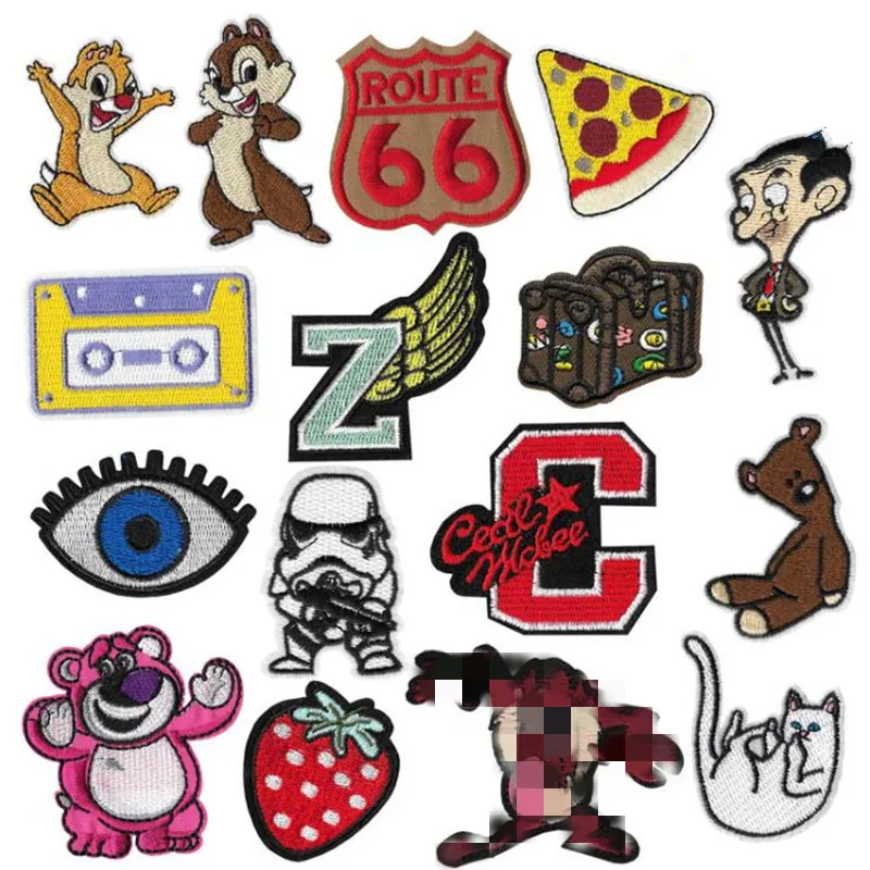 

Anime Mr. Bean patch squirrel Chip 'n' Dale stickes Iron On Embroidered Clothes Patches For Clothing Stickers Garment