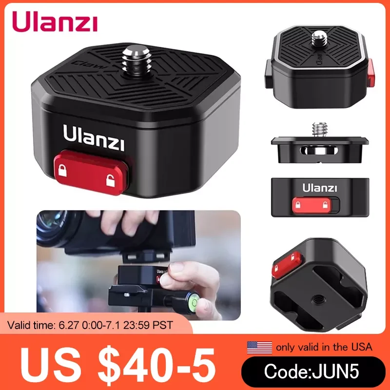 

Ulanzi Claw Quick Release Plate Clamp for DSLR Gopro Action Camera Tripod Adapter Mount Plate Board Shoulder Strap Clamp Adapter