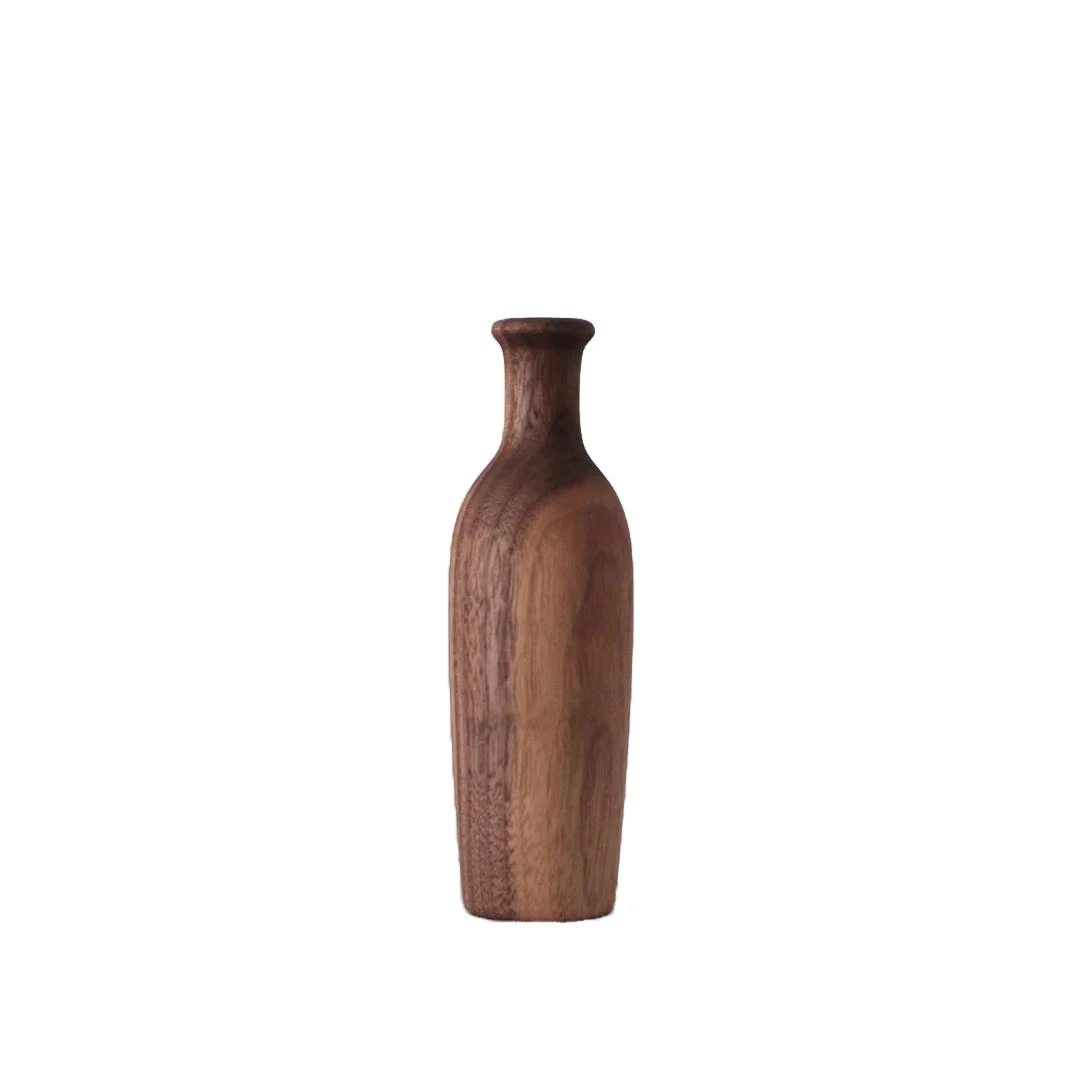 

Japanese black walnut hand-made small vase with dry branches retro hand-made flower arranging device Tea room Zen ornaments